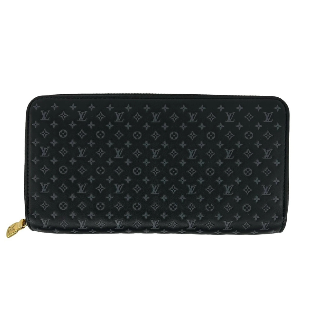 LOUIS VUITTON Zippy Wallet Nanogram Leather Genuine Long Black 65344